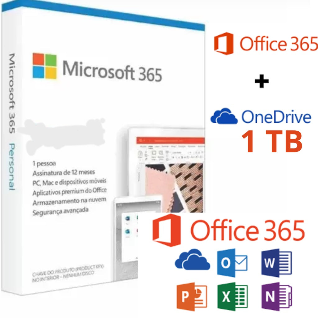 Office 365 para 5 Dispositivos + 1 TB OneDrive 1 Ano