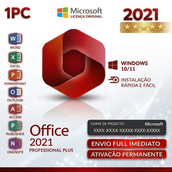 Office 2021 Pro Licença Original Vitalícia Para Windows